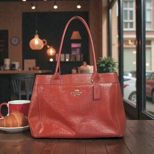 Coach Casey‎ Cherry Red Leather Tote F31474